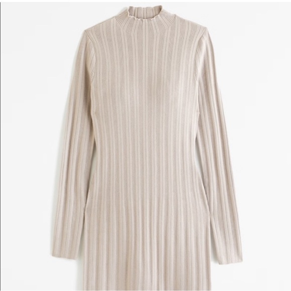 Abercrombie Ribbed Mock Neck Sweater Dress, M Tall - Picture 1 of 6
